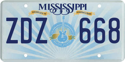 MS license plate ZDZ668