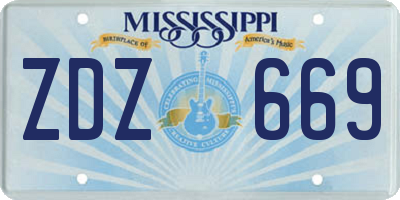 MS license plate ZDZ669