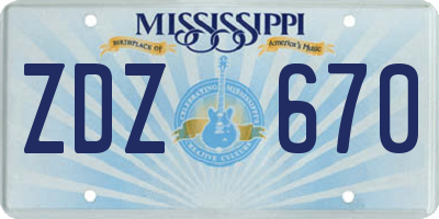 MS license plate ZDZ670