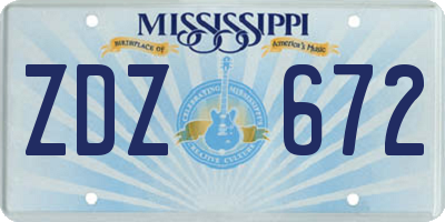 MS license plate ZDZ672