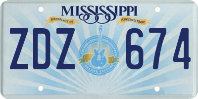 MS license plate ZDZ674