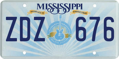 MS license plate ZDZ676