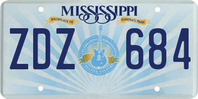 MS license plate ZDZ684