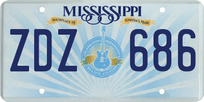 MS license plate ZDZ686