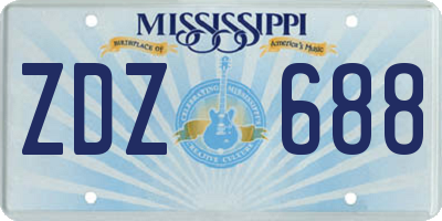 MS license plate ZDZ688
