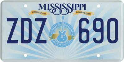 MS license plate ZDZ690