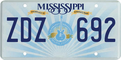 MS license plate ZDZ692