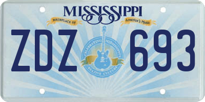MS license plate ZDZ693
