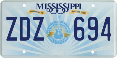 MS license plate ZDZ694