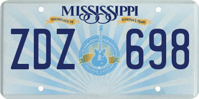 MS license plate ZDZ698