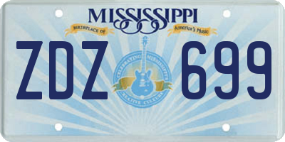 MS license plate ZDZ699