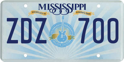 MS license plate ZDZ700