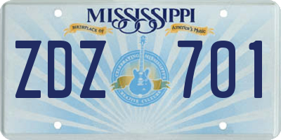 MS license plate ZDZ701