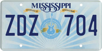 MS license plate ZDZ704