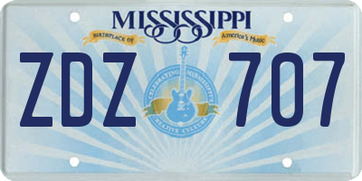 MS license plate ZDZ707