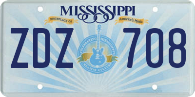 MS license plate ZDZ708