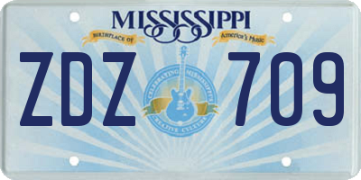 MS license plate ZDZ709