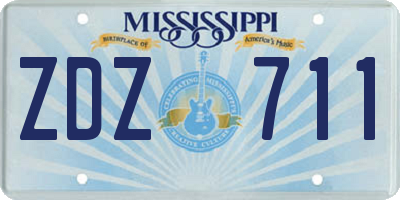 MS license plate ZDZ711