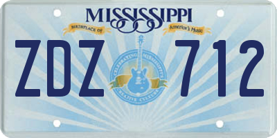 MS license plate ZDZ712