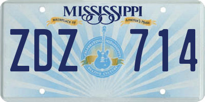 MS license plate ZDZ714