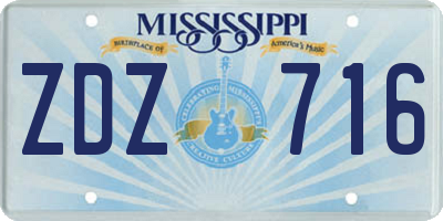 MS license plate ZDZ716