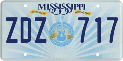 MS license plate ZDZ717
