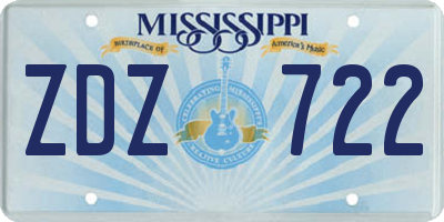 MS license plate ZDZ722