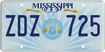 MS license plate ZDZ725