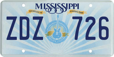 MS license plate ZDZ726