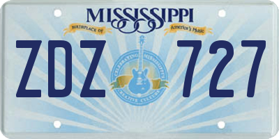 MS license plate ZDZ727