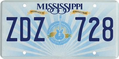 MS license plate ZDZ728
