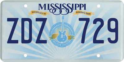 MS license plate ZDZ729