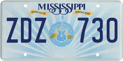 MS license plate ZDZ730
