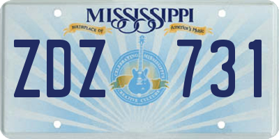 MS license plate ZDZ731
