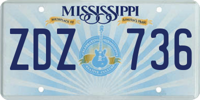 MS license plate ZDZ736