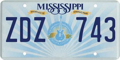 MS license plate ZDZ743