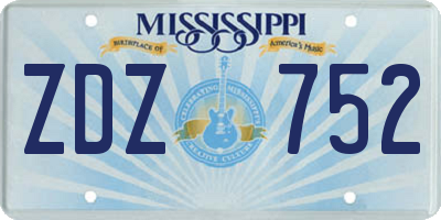 MS license plate ZDZ752