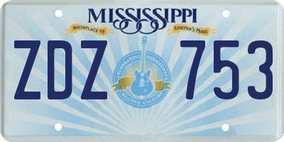 MS license plate ZDZ753