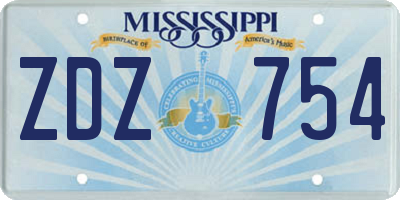 MS license plate ZDZ754