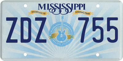 MS license plate ZDZ755