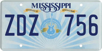 MS license plate ZDZ756