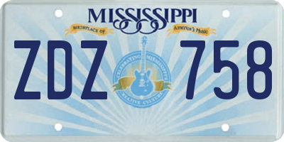 MS license plate ZDZ758