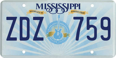 MS license plate ZDZ759