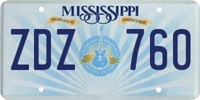 MS license plate ZDZ760