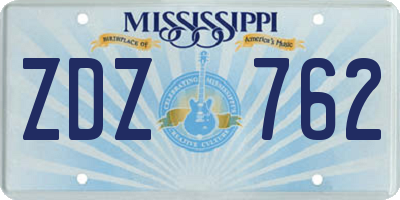MS license plate ZDZ762