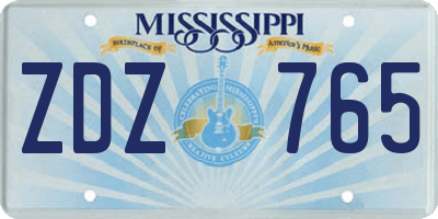 MS license plate ZDZ765