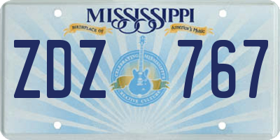 MS license plate ZDZ767