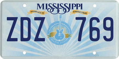 MS license plate ZDZ769