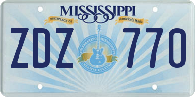 MS license plate ZDZ770