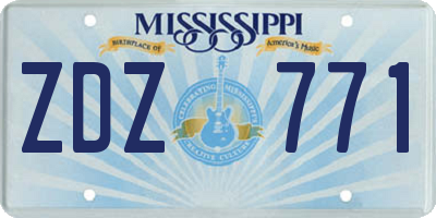 MS license plate ZDZ771